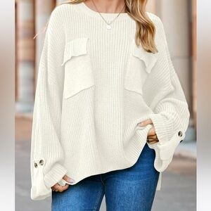 Oversized rib Knit crewneck pullover‎ sweater Dolman sleeves women’s size small